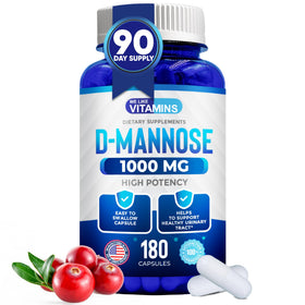 Flacon de D-Mannose 1000mg 180 capsules We Like Vitamins vue de face