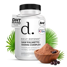 Flacon de Daily Defense Saw Palmetto 500 mg avec 100 capsules
