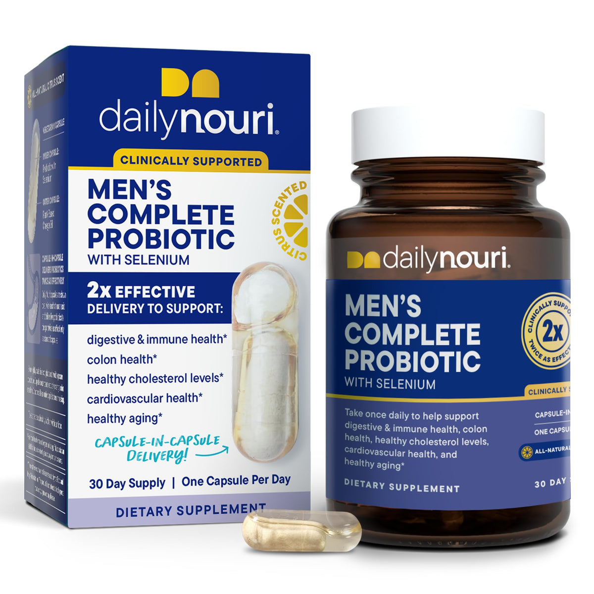 Flacon de Daily Nouri Probiotiques pour Hommes avec 30 capsules