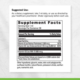 Flacon de DAVINCI Liposomal ADK avec dosage indiqué