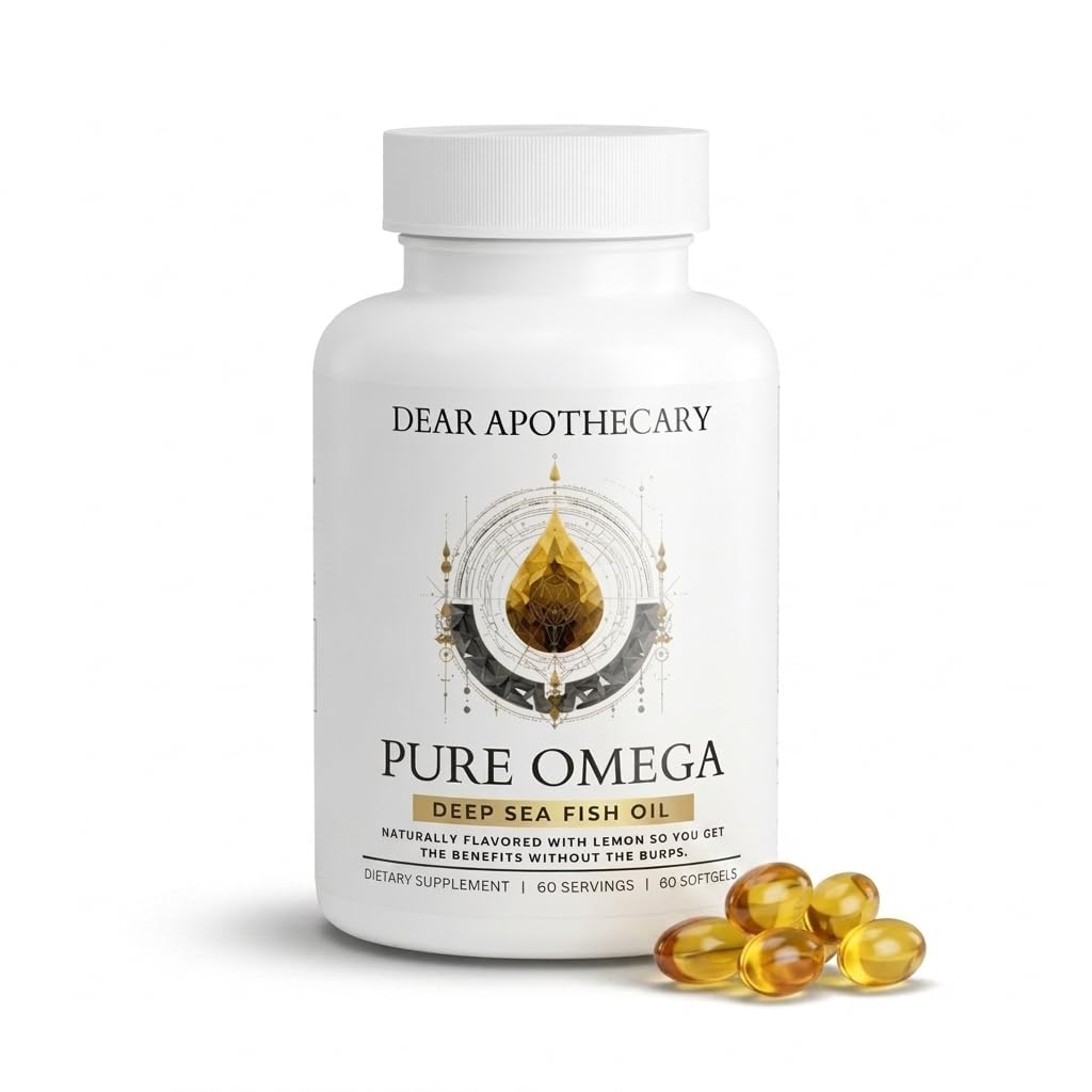 Flacon de Dear Apothecary Huile de Poisson Oméga 3 1200mg vue de face