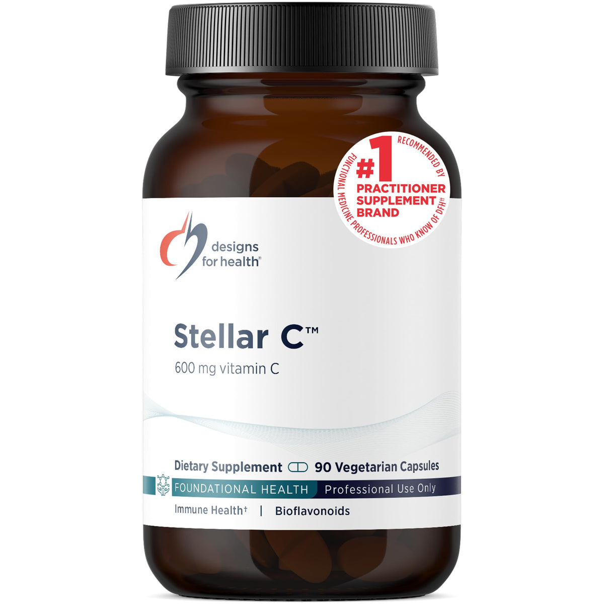 Flacon de Designs for Health Stellar C + Quercétine 90 capsules vue de face