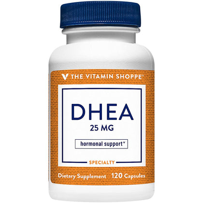 Flacon de DHEA 25MG 120 Capsules de The Vitamin Shoppe, vue avant
