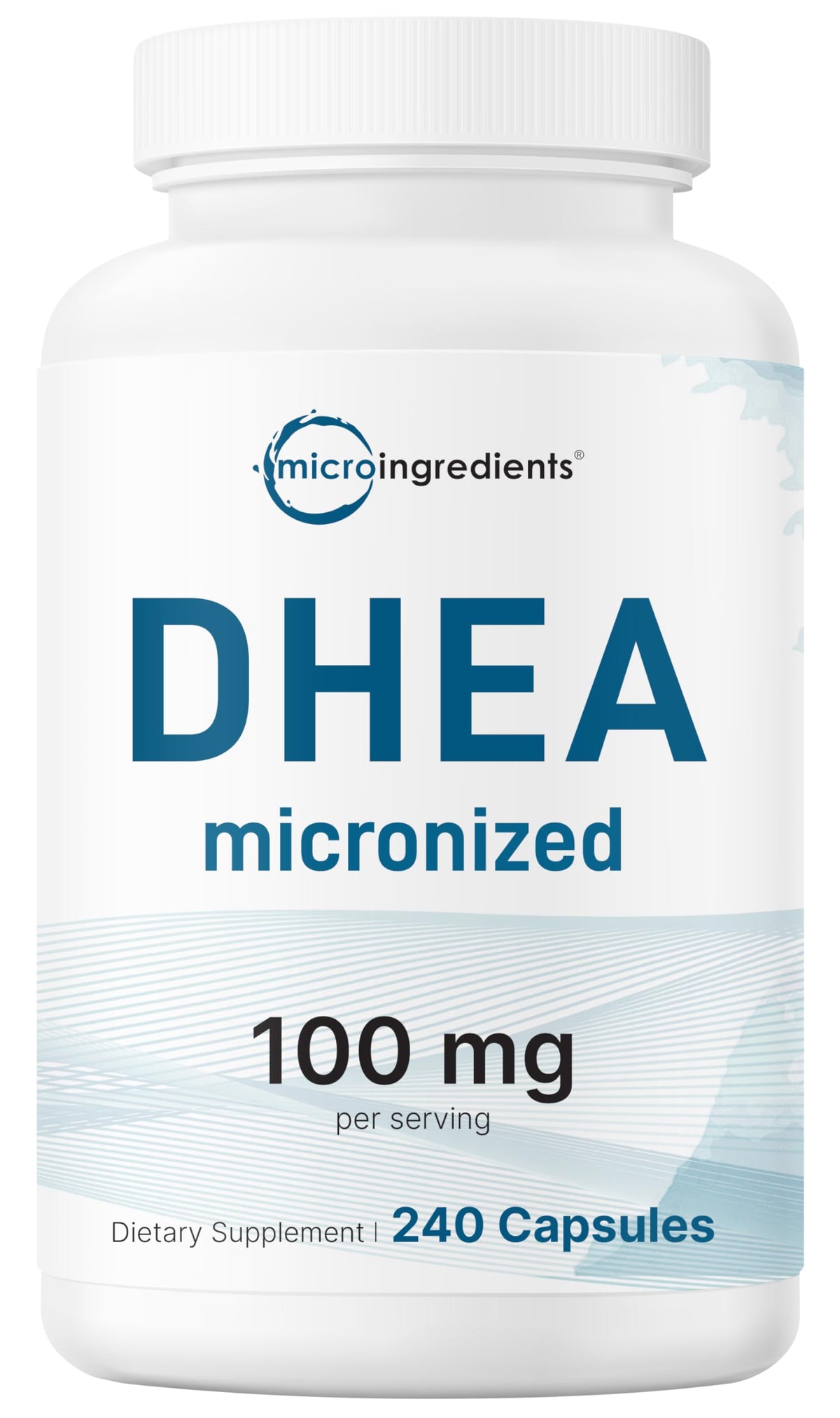 Flacon de DHEA Micro Ingredients 100mg 240 capsules vue de face