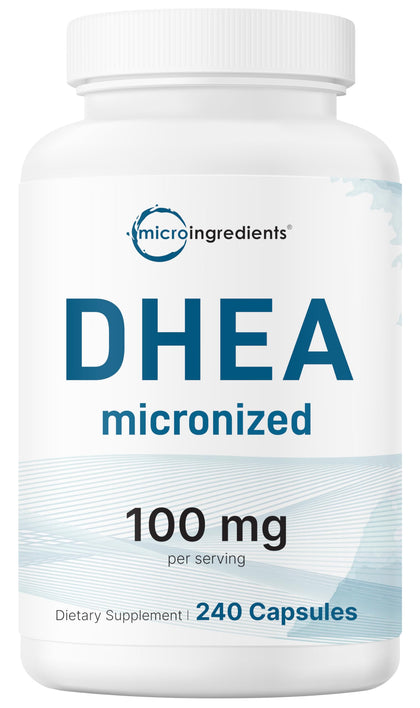 Flacon de DHEA Micro Ingredients 100mg 240 capsules vue de face