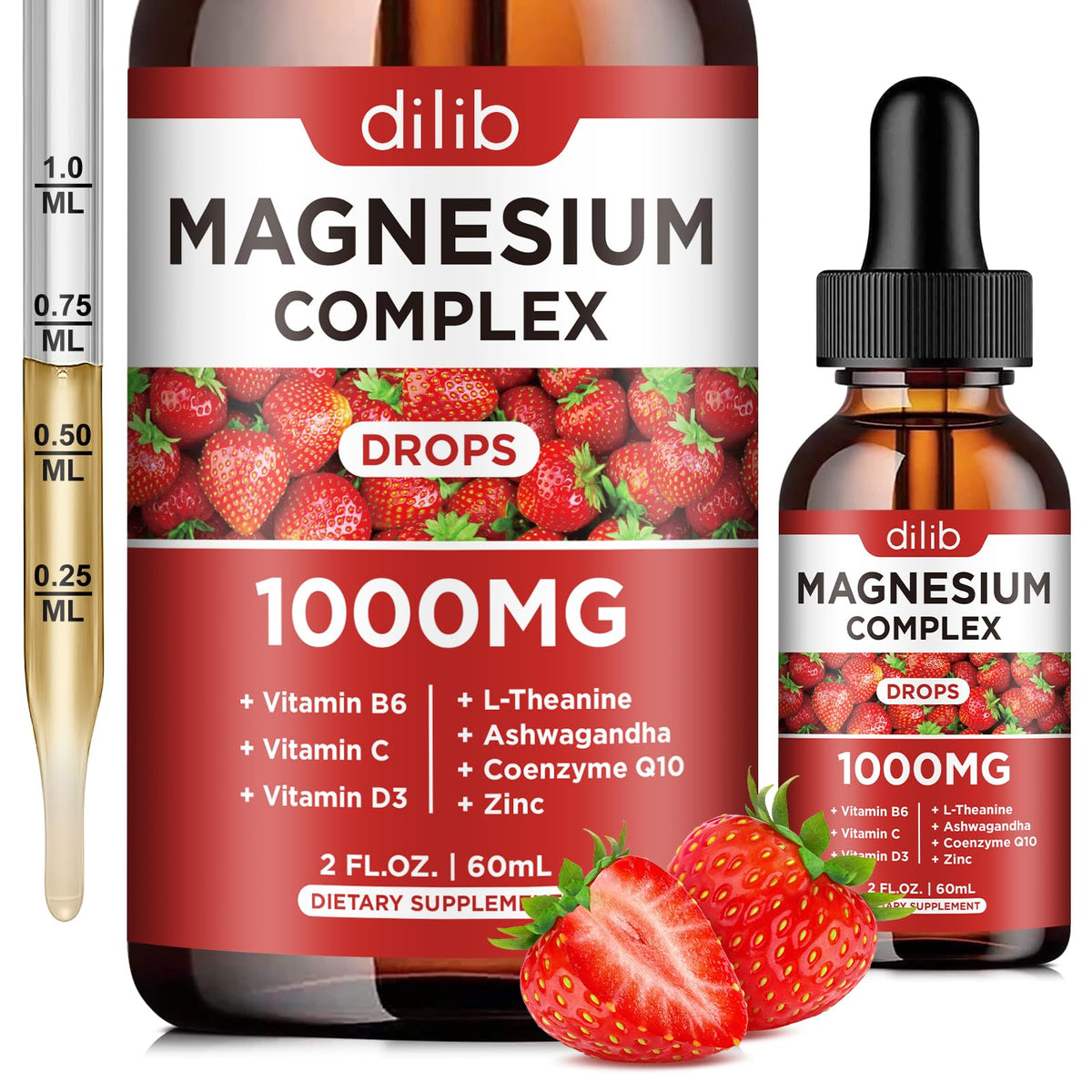 Flacon de dilib complément magnésium liquide 1000 mg saveur fraise