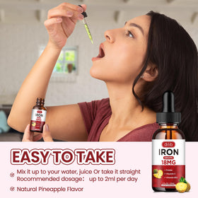 Flacon de dilib Fer Liquide 60 ml avec fruits en arrière-plan