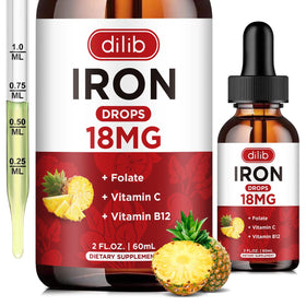 Flacon de dilib Fer Liquide 60 ml saveur ananas vue de face