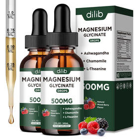 Flacon de dilib Magnésium Glycinate 500 mg 60 ml vue de face