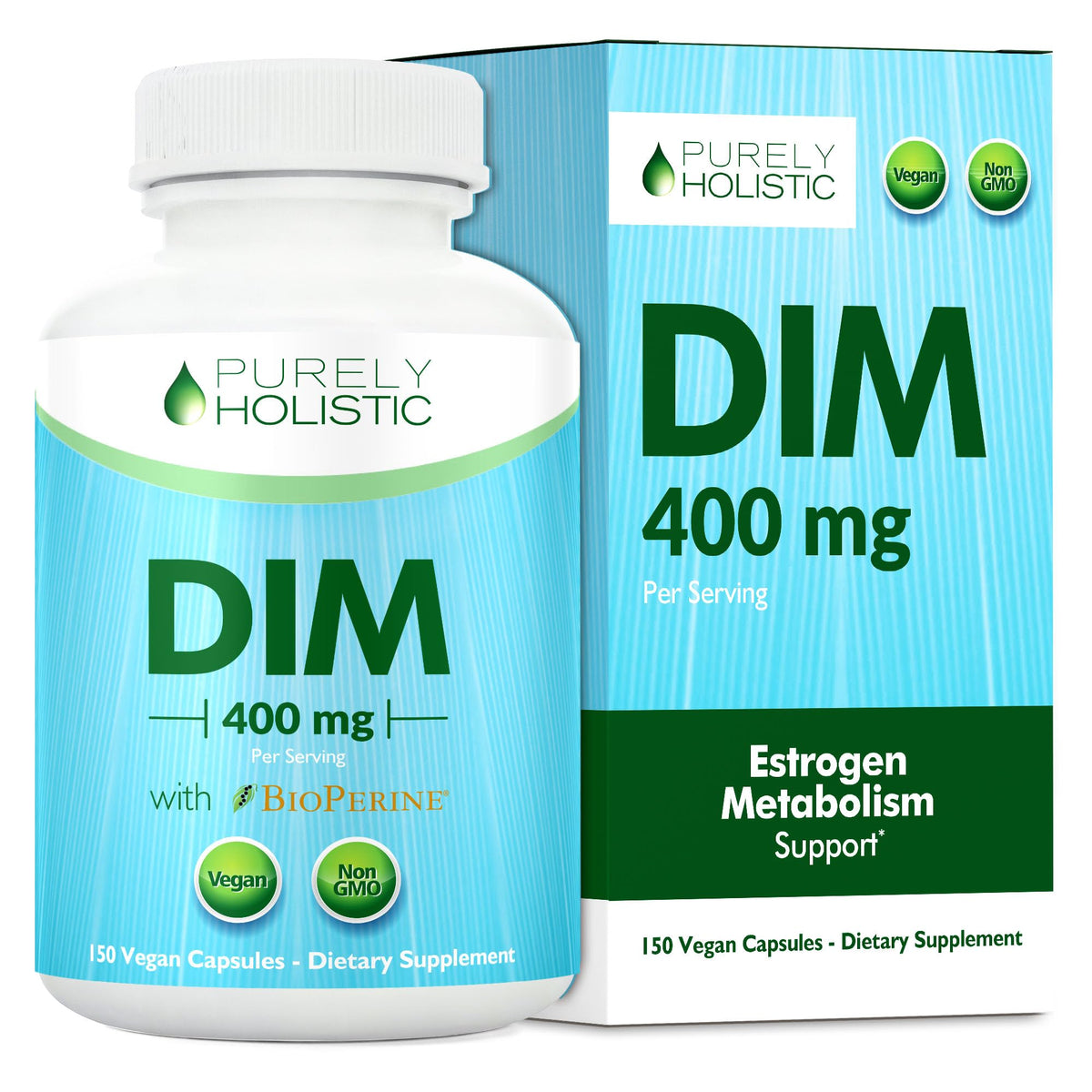 Flacon de DIM 400 mg Purely Holistic avec 150 capsules