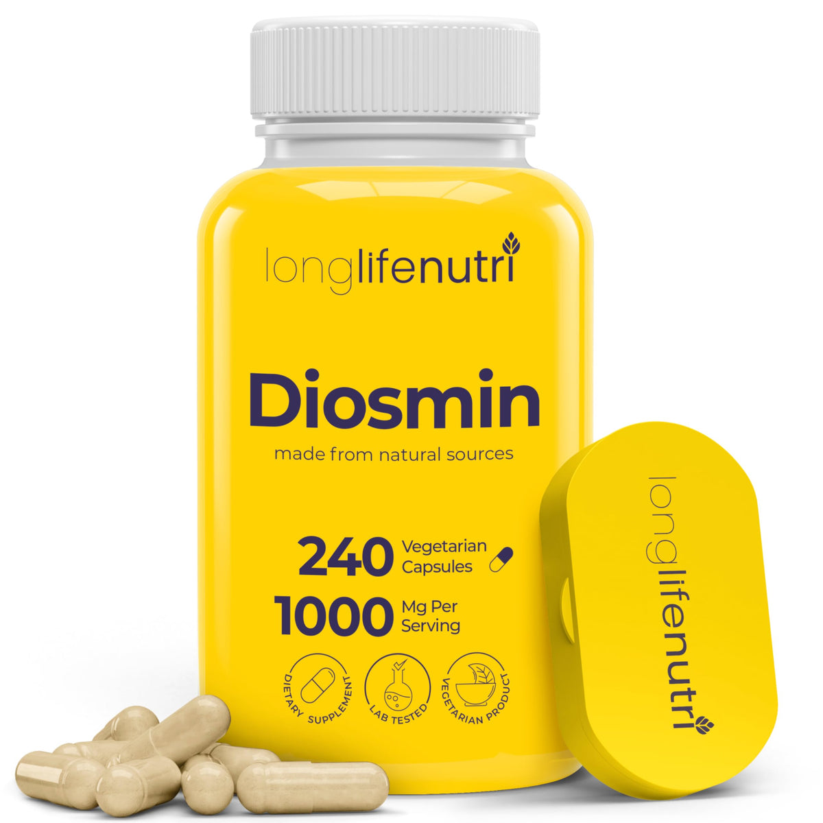 Flacon de Diosmine 1000mg LongLifeNutri, 240 capsules face avant