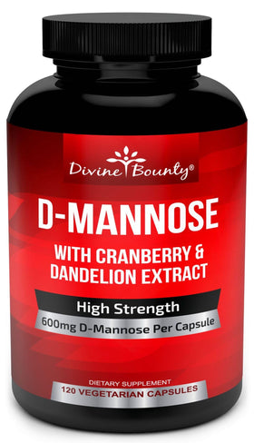 Flacon de Divine Bounty D-Mannose 600mg avec 120 capsules