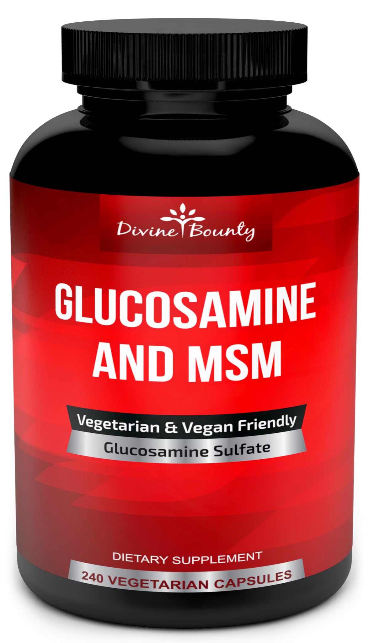 Flacon de Divine Bounty Glucosamine Sulfate 2000mg avec MSM, 240 capsules