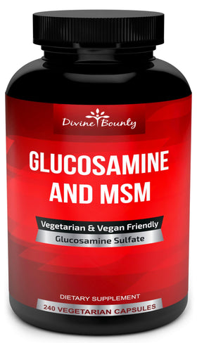 Flacon de Divine Bounty Glucosamine Sulfate 2000mg avec MSM, 240 capsules