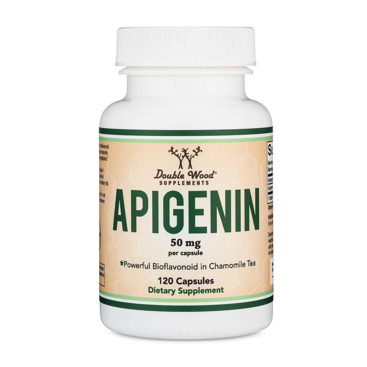 Flacon de Double Wood Apigenin 50mg contenant 120 capsules