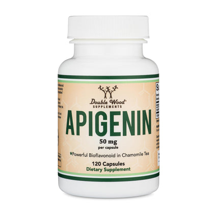 Flacon de Double Wood Apigenin 50mg contenant 120 capsules