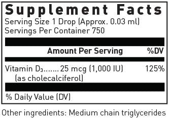 Flacon de Douglas Laboratories Vitamine D3 Liquide avec étiquette