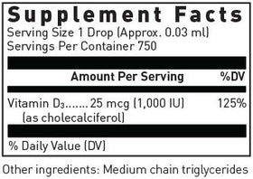 Flacon de Douglas Laboratories Vitamine D3 Liquide avec étiquette