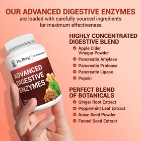 Flacon de Dr. Berg Enzymes Avancées sur une table
