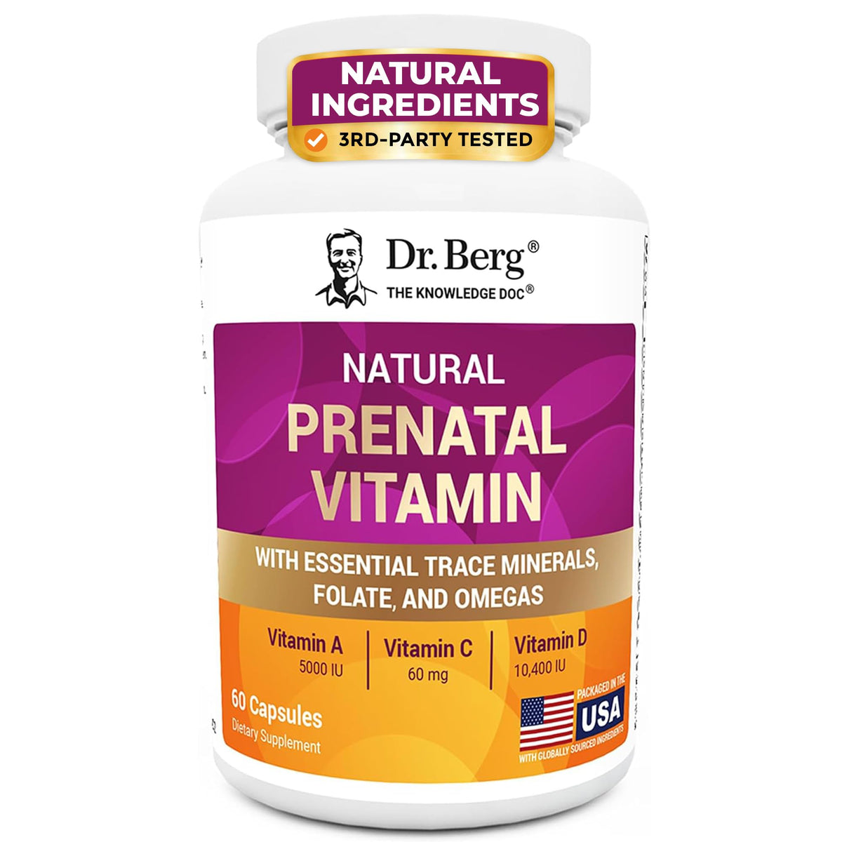Flacon de Dr. Berg Nutritionals Complément Alimentaire Prénatal 60 capsules