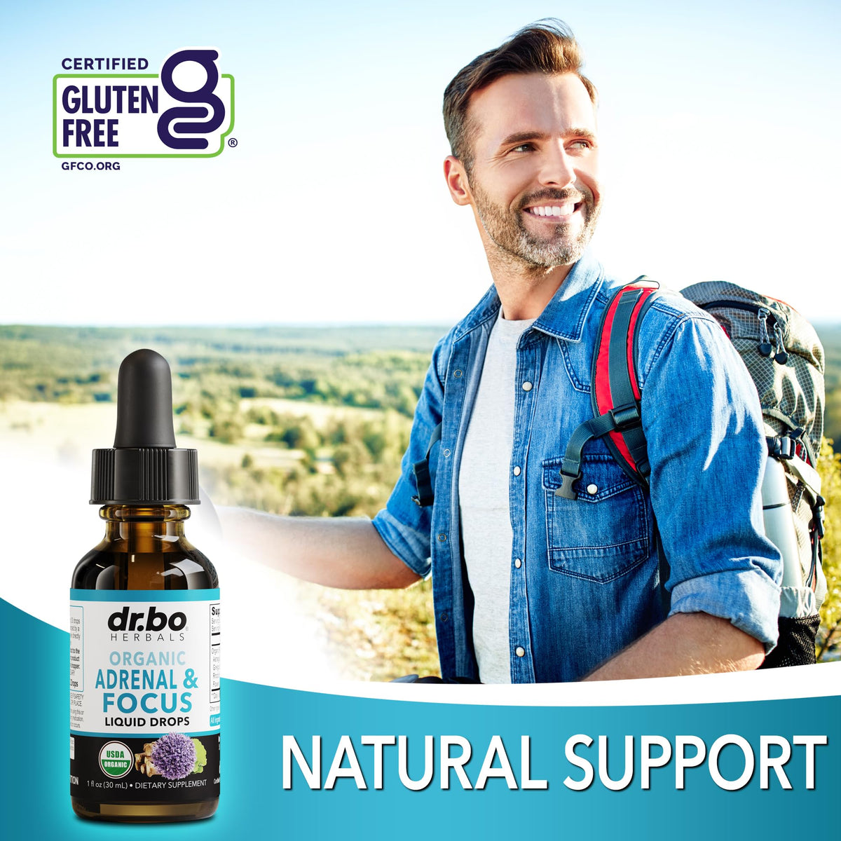 Flacon de DR. BO sur un fond naturel