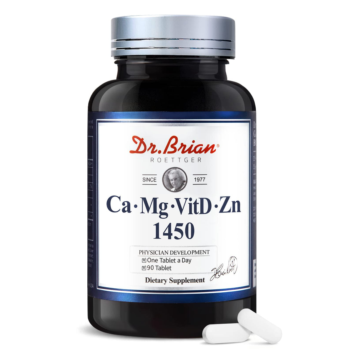 Flacon de DR.BRIAN Calcium Magnésium Zinc avec Vitamine D3 90 comprimés