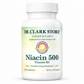 Flacon de Dr Clark Niacin 500 mg avec 100 capsules gélatineuses