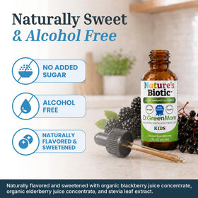 Flacon de Dr. Green Mom Nature's Biotic sur une table en bois