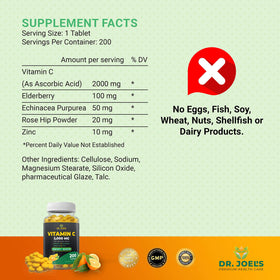 Flacon de Dr. JOEL'S Vitamine C 2000 mg avec étiquette