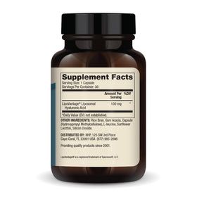 Flacon de Dr. Mercola Acide Hyaluronique Liposomal 100 mg, 30 capsules - étiquette