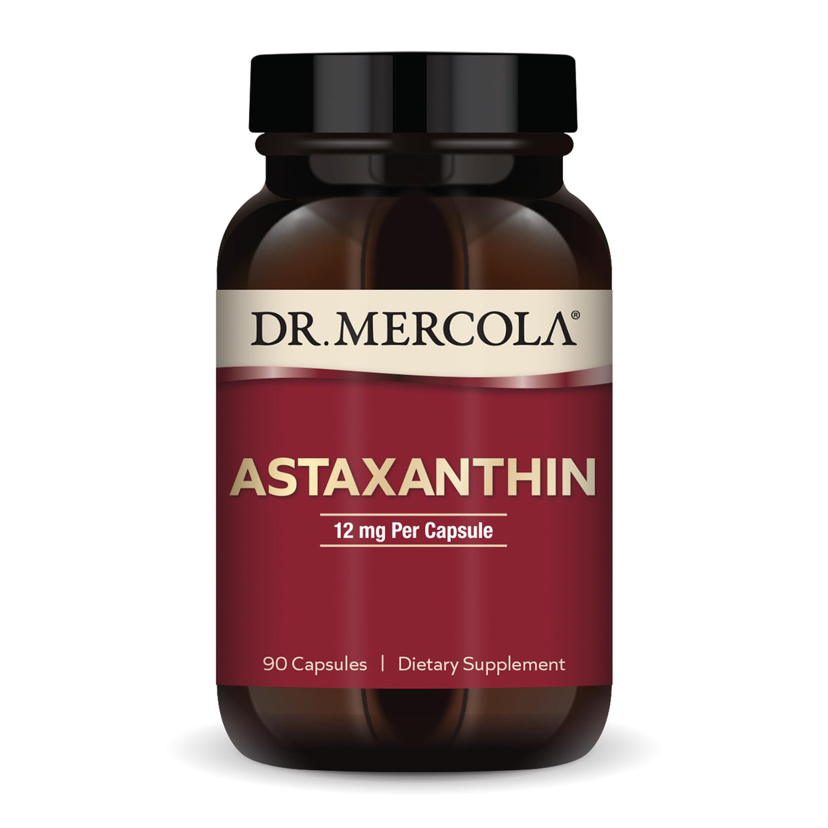 Flacon de Dr. Mercola Astaxanthin 12 mg avec 90 capsules