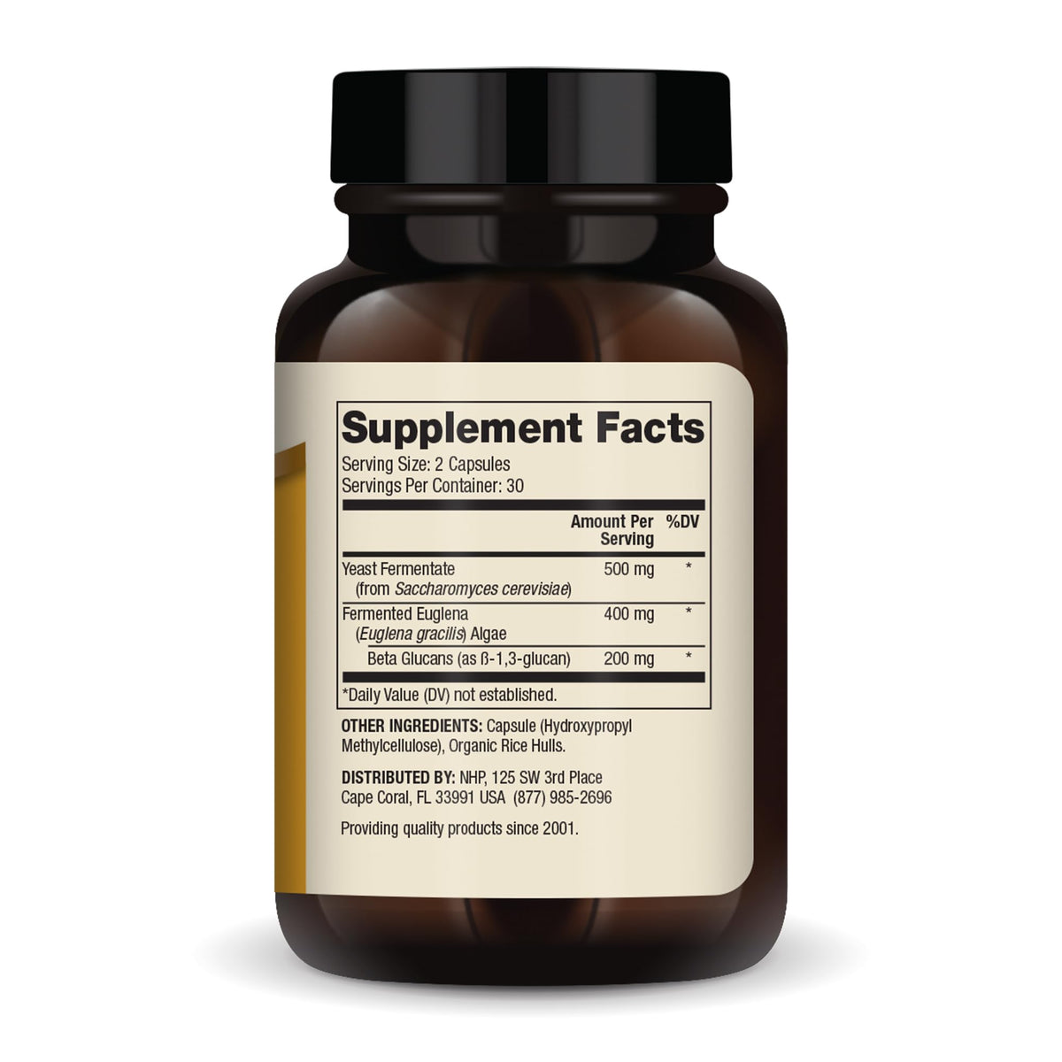 Flacon de Dr. Mercola Beta Glucans avec étiquette