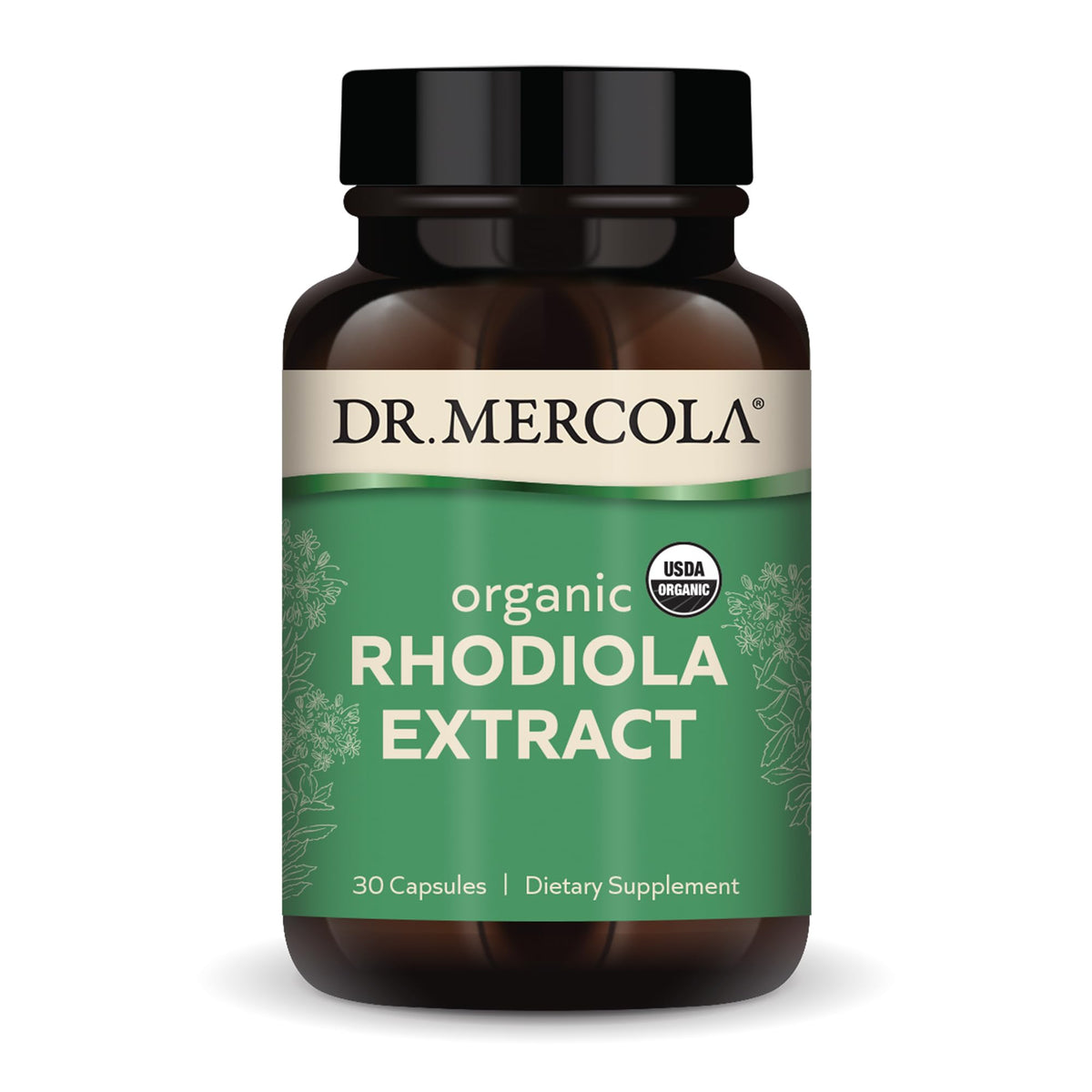 Flacon de Dr. Mercola Extrait de Rhodiola Bio 340 mg avec 30 capsules