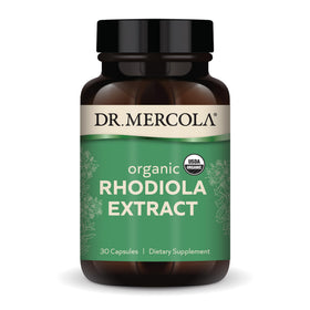 Flacon de Dr. Mercola Extrait de Rhodiola Bio 340 mg avec 30 capsules