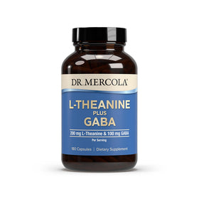 Flacon de Dr. Mercola L-Theanine Plus GABA 200 mg 180 capsules
