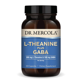 Flacon de Dr. Mercola L-Theanine Plus GABA 200 mg 60 capsules