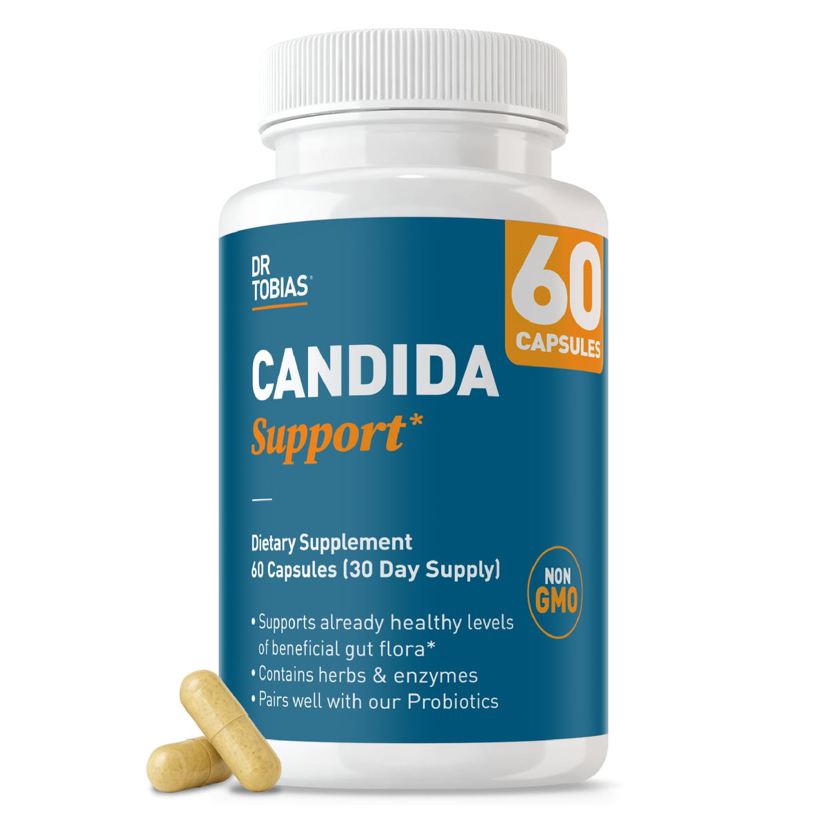 Flacon de Dr. Tobias Support Candida Complex contenant 60 capsules
