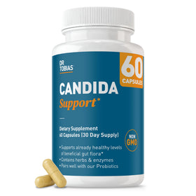 Flacon de Dr. Tobias Support Candida Complex contenant 60 capsules