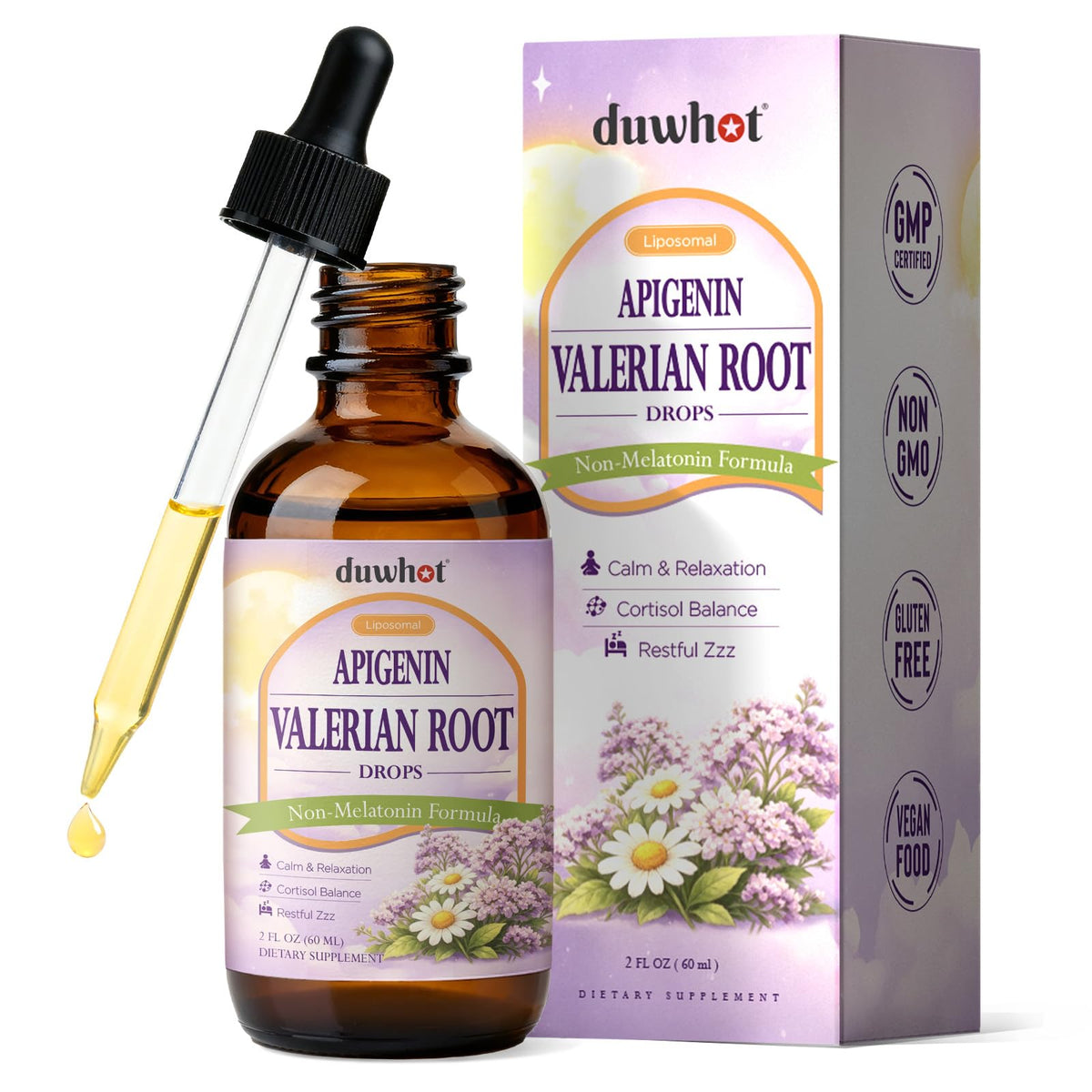 Flacon de duwhot Apigénine Liposomale 60 ml avec étiquette
