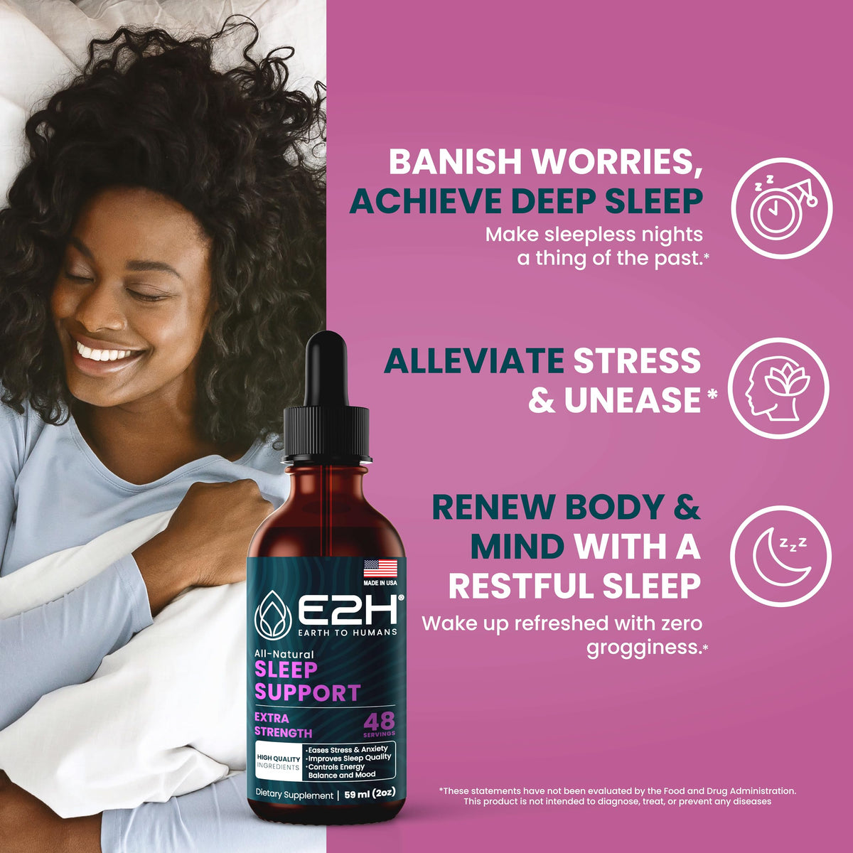 Flacon de E2H Complément Alimentaire Sommeil 60ml avec bouchon