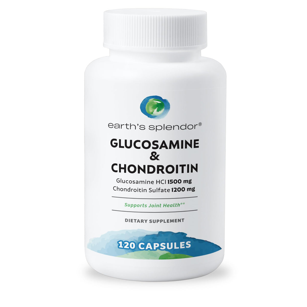 Flacon de Earth's Splendor Glucosamine 1500mg Chondroitin 1200mg vue avant