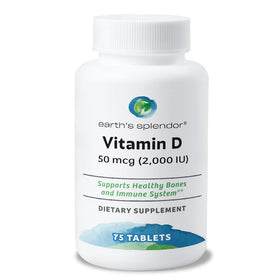 Flacon de Earth's Splendor Vitamine D 2000 UI 75 comprimés