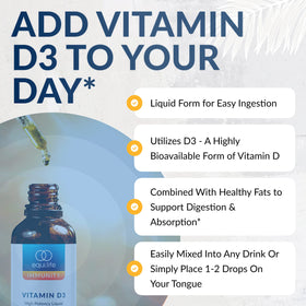 Flacon de Equilife Vitamine D3 avec un verre de smoothie