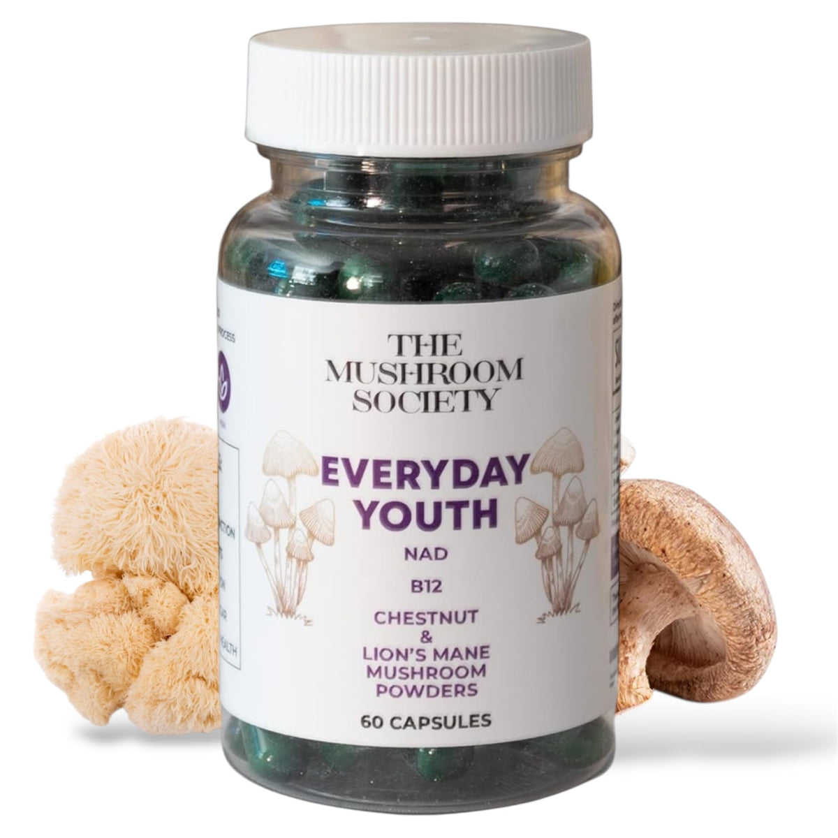 Flacon de Everyday Youth de The Mushroom Society avec 60 capsules végétales