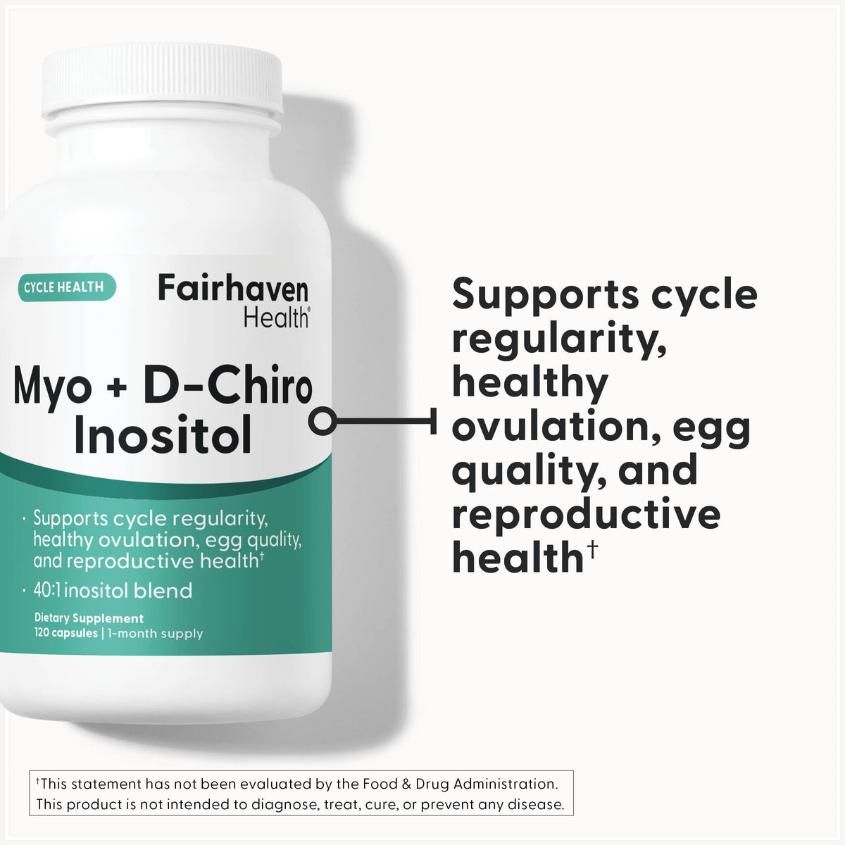 Flacon de Fairhaven Health Myo-Inositol et D-Chiro Inositol 120 capsules