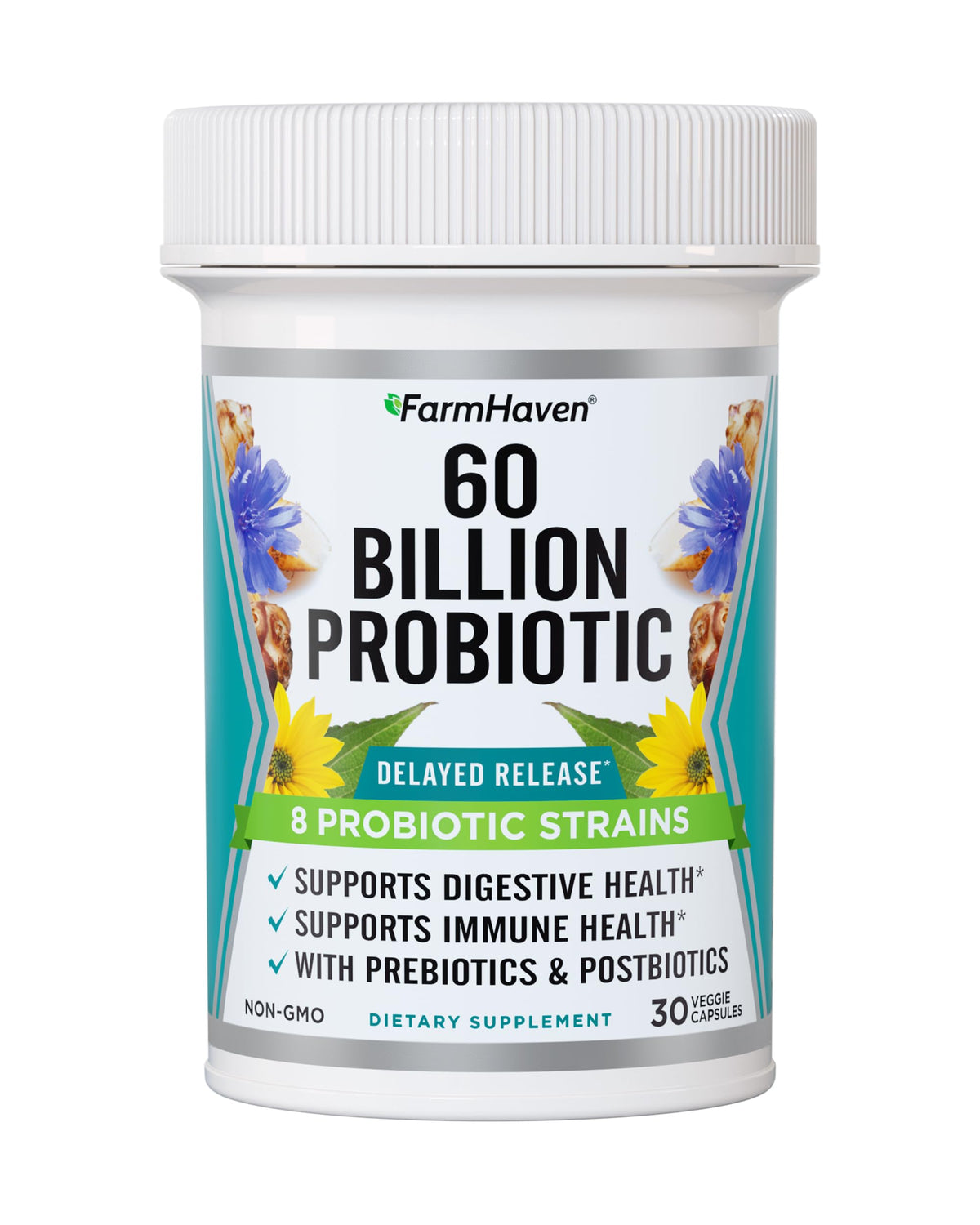 Flacon de FarmHaven Probiotique 60B CFU avec 30 capsules