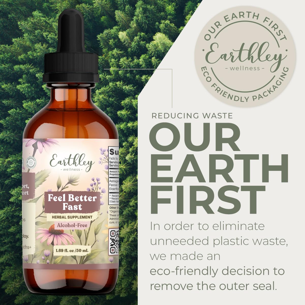 Flacon de Feel Better Fast d'Earthley Wellness sur un fond naturel