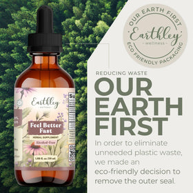 Flacon de Feel Better Fast d'Earthley Wellness sur un fond naturel
