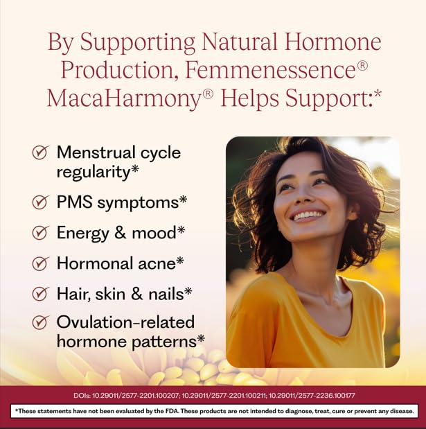 Flacon de Femmenessence MacaHarmony avec étiquette