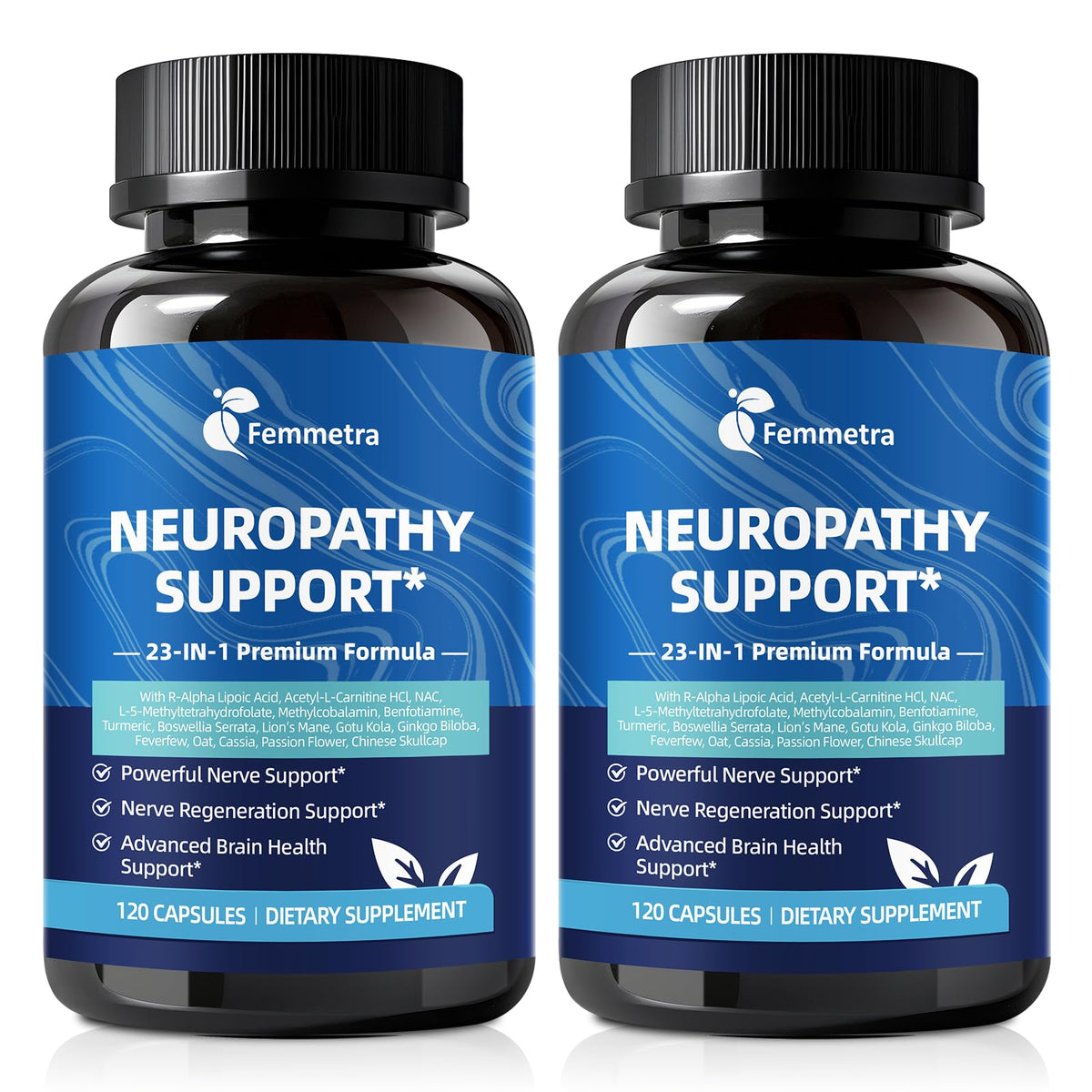 Flacon de Femmetra 23-en-1 Soutien Neuropathie avec 120 capsules